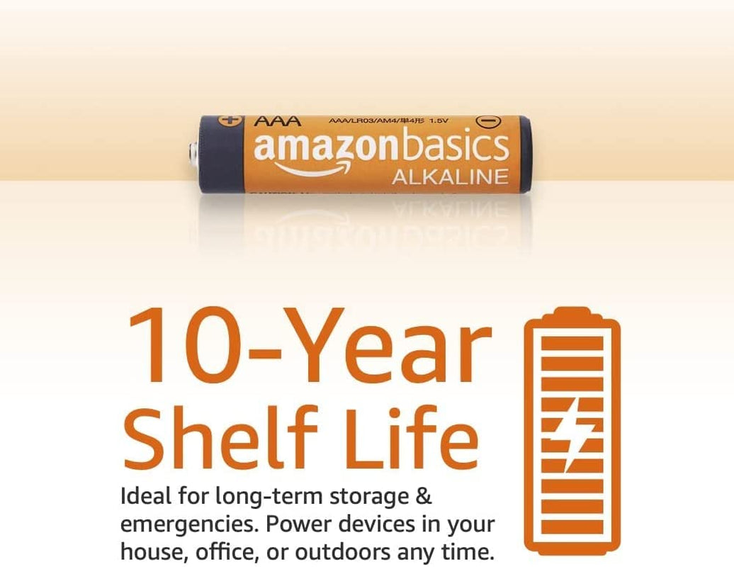 36 Pack AAA High-Performance Alkaline Batteries, 10-Year Shelf Life, Easy to Open Value Pack